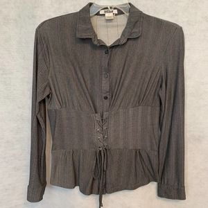 Dizzire Corset Style Button Down Blouse Women's Size‎ L